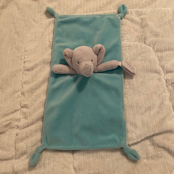 Carter's Elephant Blue Grey Rectangular Rattle Plush Baby Security Blanket Lovey - Picture 2 of 5